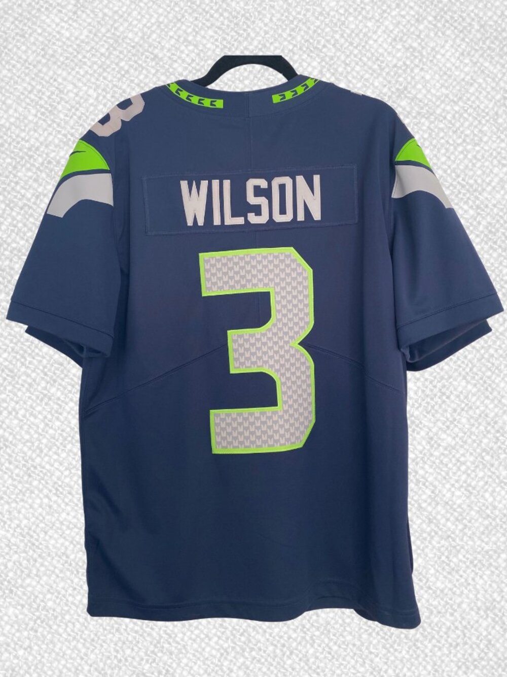 Men's Seattle Seahawks Russell Wilson Nike College Navy Game Team Jersey Size L